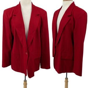 Vintage Pendleton Wool Blazer Single Breasted Button Down Pockets Red Womens 14